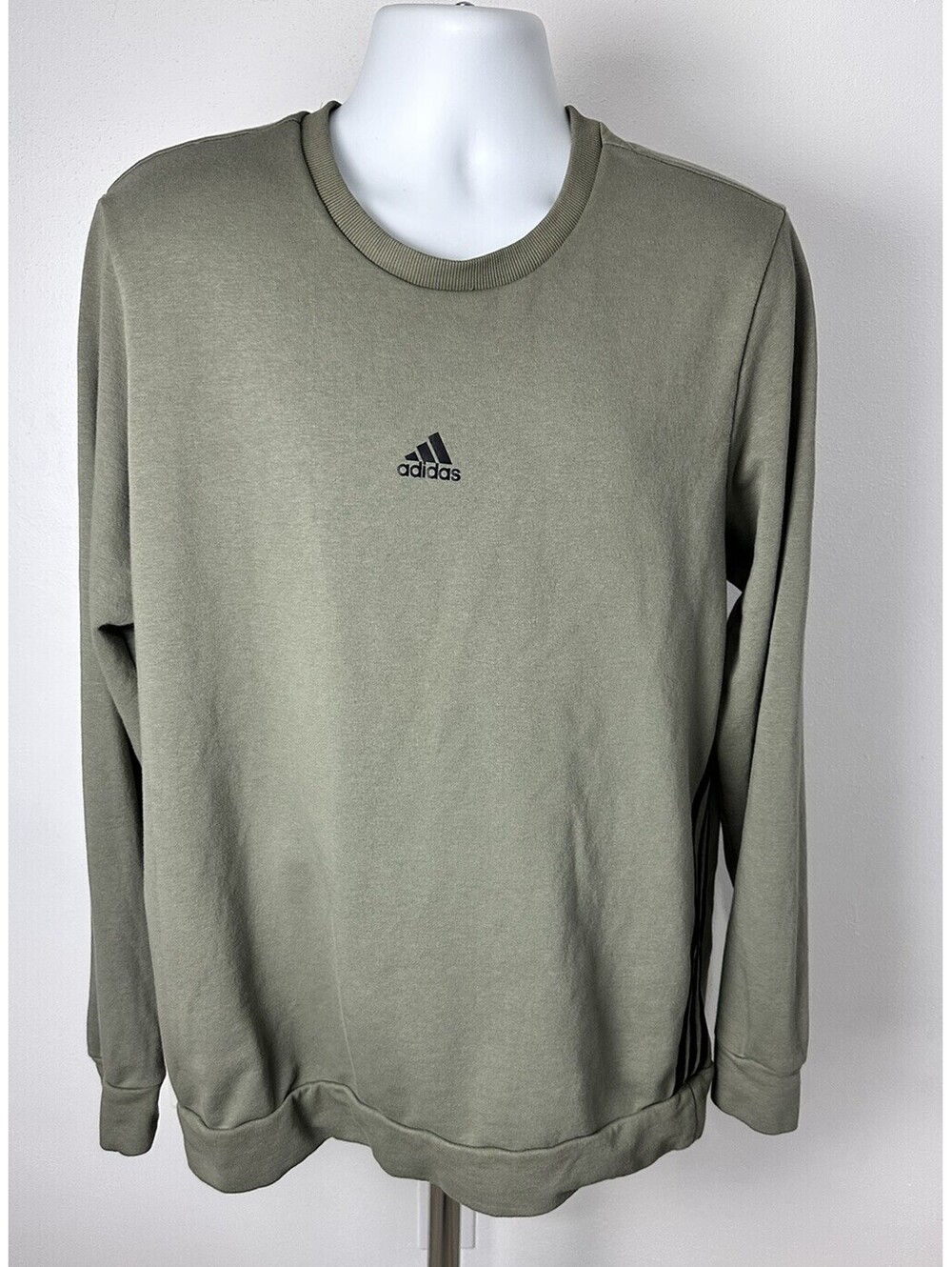 Adidas Mens Sweatshirt Pullover Long Sleeve Green Black Size XL